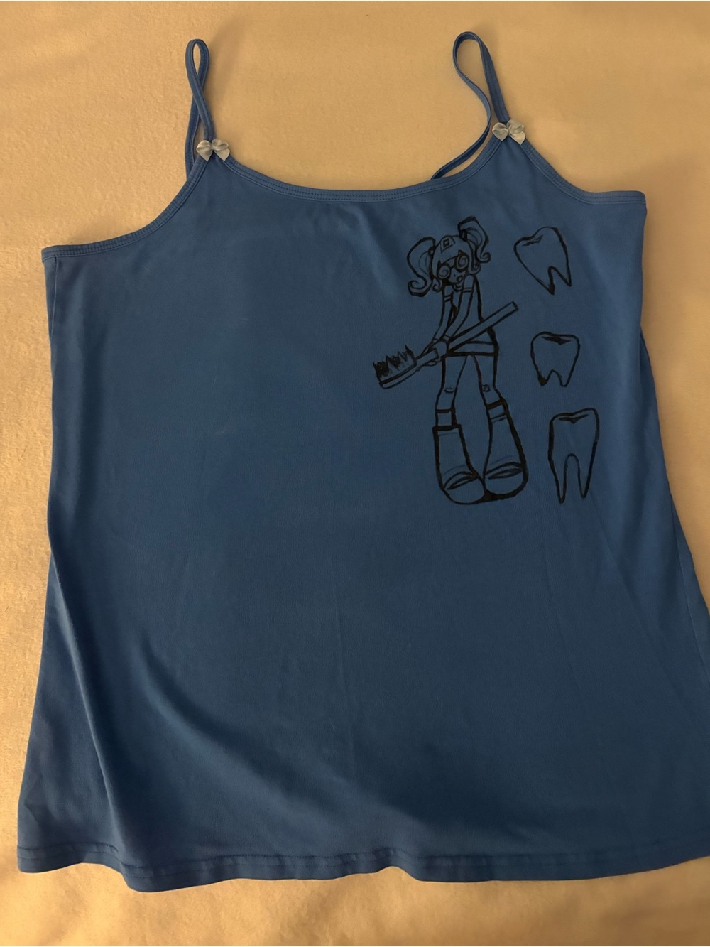 angel wings / tooth girl hand painted tank